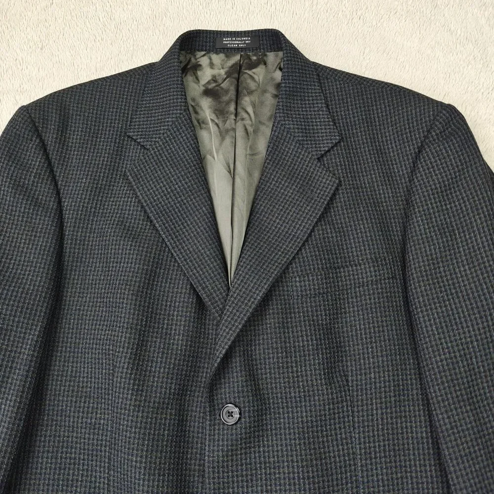 Oscar de la Renta Blazer Men's 42L Dark Grey Woven 3 Button Suit Jacket